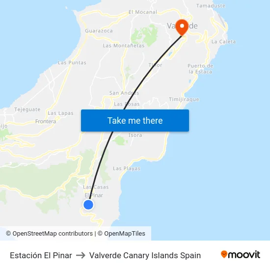 Estación El Pinar to Valverde Canary Islands Spain map