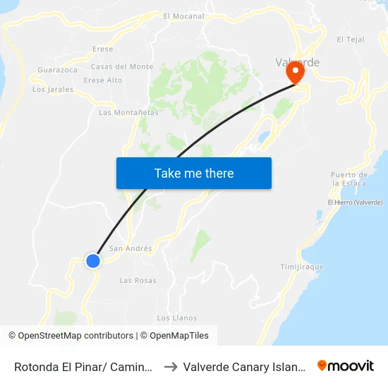 Rotonda El Pinar/ Camino Jinama to Valverde Canary Islands Spain map