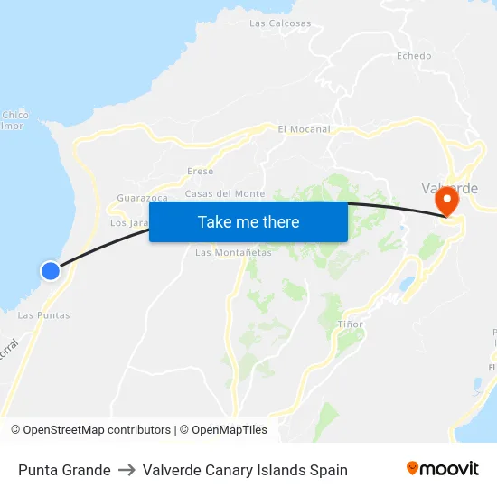 Punta Grande to Valverde Canary Islands Spain map
