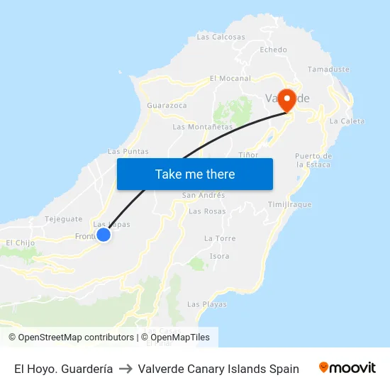 El Hoyo. Guardería to Valverde Canary Islands Spain map