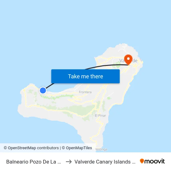 Balneario Pozo De La Salud to Valverde Canary Islands Spain map