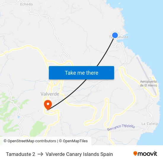 Tamaduste 2 to Valverde Canary Islands Spain map