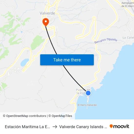 Estación Marítima La Estaca to Valverde Canary Islands Spain map