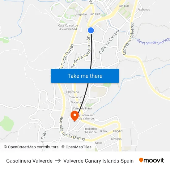 Gasolinera Valverde to Valverde Canary Islands Spain map