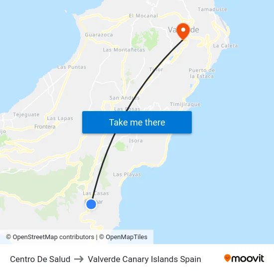 Centro De Salud to Valverde Canary Islands Spain map