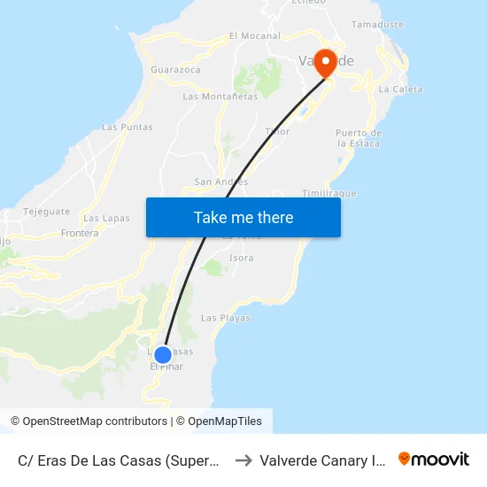 C/ Eras De Las Casas (Supermercado Regalado) to Valverde Canary Islands Spain map