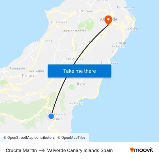 Crucita Martín to Valverde Canary Islands Spain map