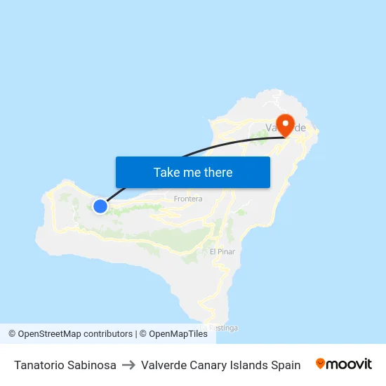 Tanatorio Sabinosa to Valverde Canary Islands Spain map