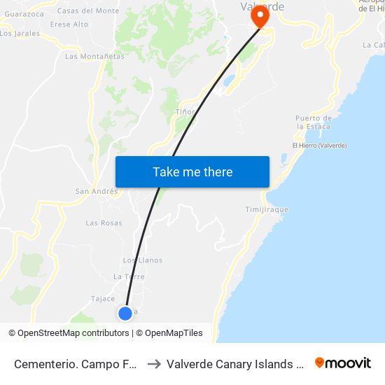 Cementerio. Campo Fútbol to Valverde Canary Islands Spain map