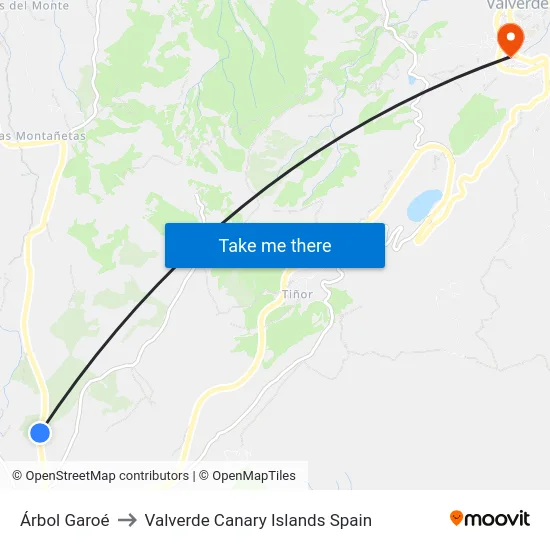 Árbol Garoé to Valverde Canary Islands Spain map