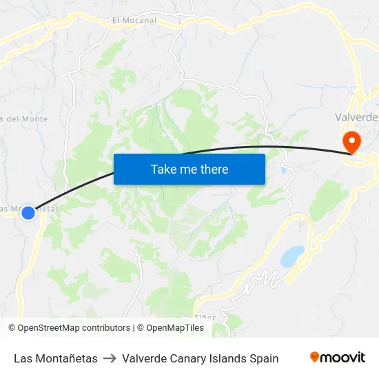 Las Montañetas to Valverde Canary Islands Spain map