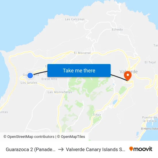 Guarazoca 2 (Panadería) to Valverde Canary Islands Spain map