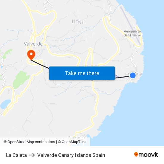 La Caleta to Valverde Canary Islands Spain map