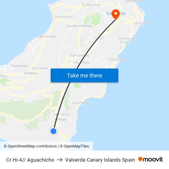 Cr Hi-4// Aguachicho to Valverde Canary Islands Spain map