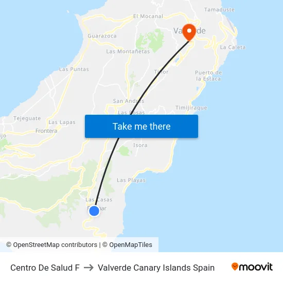 Centro De Salud F to Valverde Canary Islands Spain map