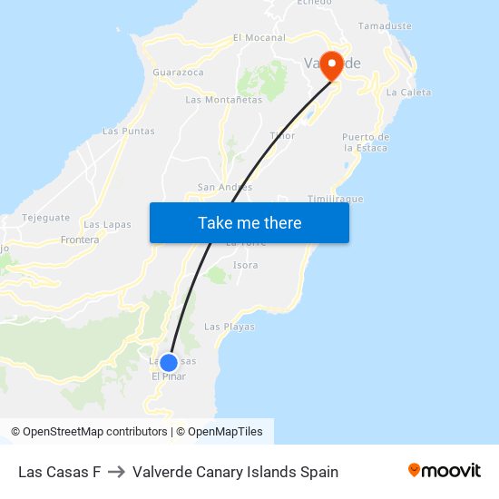 Las Casas F to Valverde Canary Islands Spain map