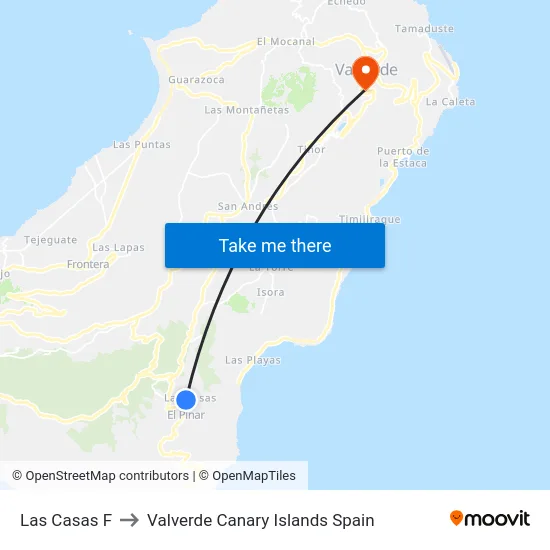 Las Casas F to Valverde Canary Islands Spain map