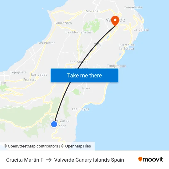Crucita Martín F to Valverde Canary Islands Spain map