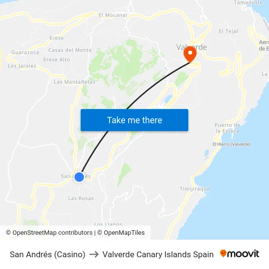 San Andrés (Casino) to Valverde Canary Islands Spain map