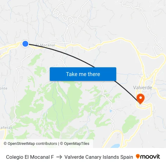 Colegio El Mocanal F to Valverde Canary Islands Spain map
