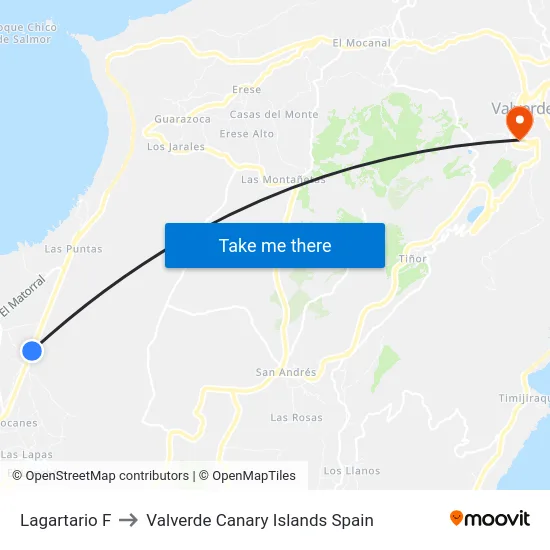 Lagartario F to Valverde Canary Islands Spain map