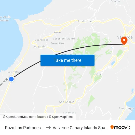 Pozo Los Padrones F to Valverde Canary Islands Spain map
