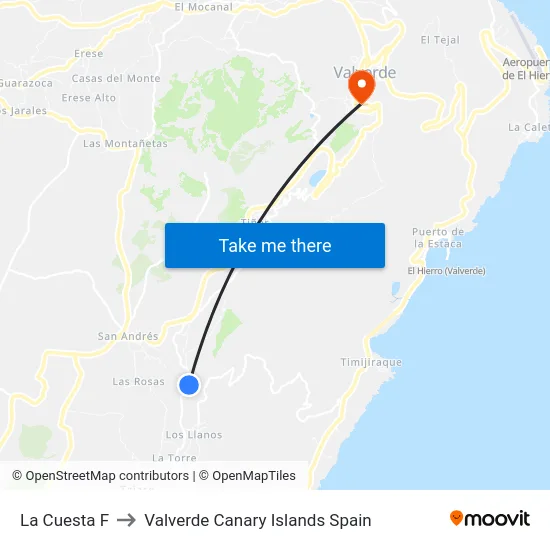 La Cuesta F to Valverde Canary Islands Spain map