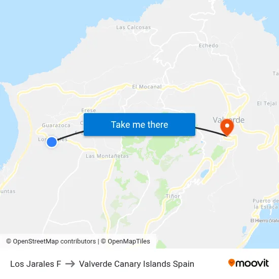 Los Jarales F to Valverde Canary Islands Spain map
