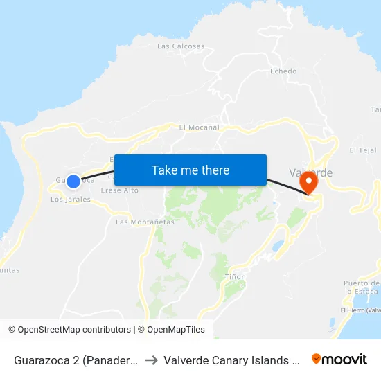 Guarazoca 2 (Panadería) F to Valverde Canary Islands Spain map