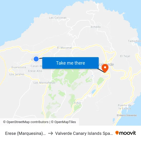 Erese (Marquesina) F to Valverde Canary Islands Spain map