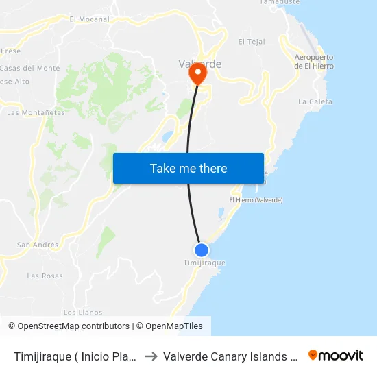 Timijiraque ( Inicio Playa) F to Valverde Canary Islands Spain map