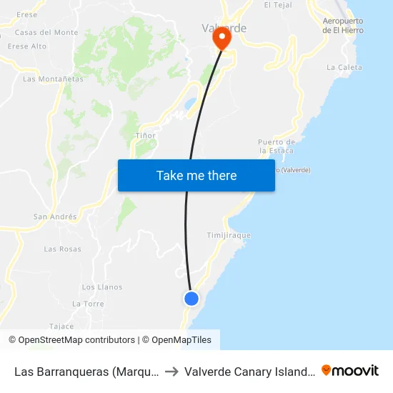 Las Barranqueras (Marquesina) F to Valverde Canary Islands Spain map