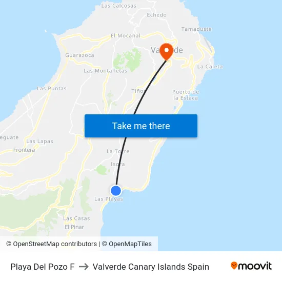 Playa Del Pozo F to Valverde Canary Islands Spain map