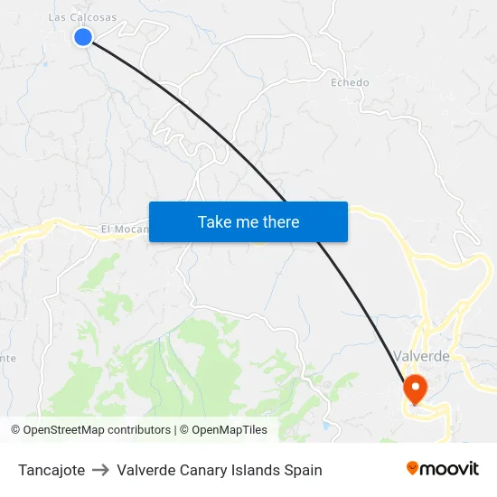 Tancajote to Valverde Canary Islands Spain map