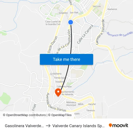 Gasolinera Valverde F to Valverde Canary Islands Spain map