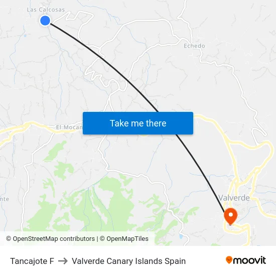 Tancajote F to Valverde Canary Islands Spain map