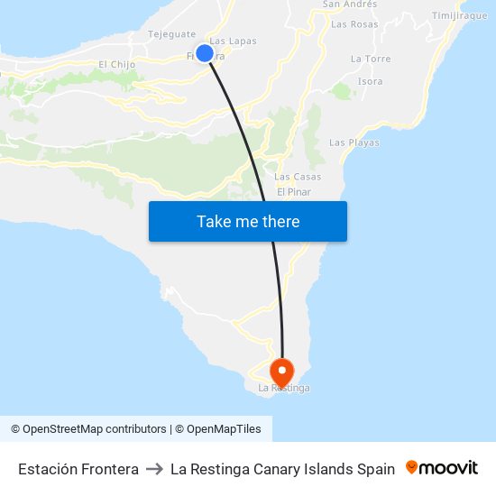 Estación Frontera to La Restinga Canary Islands Spain map