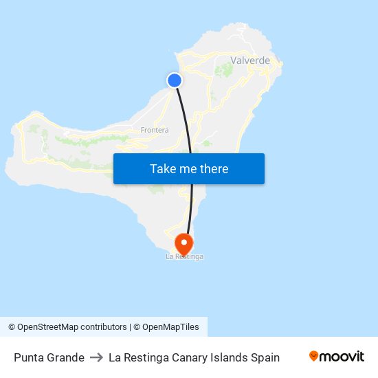 Punta Grande to La Restinga Canary Islands Spain map