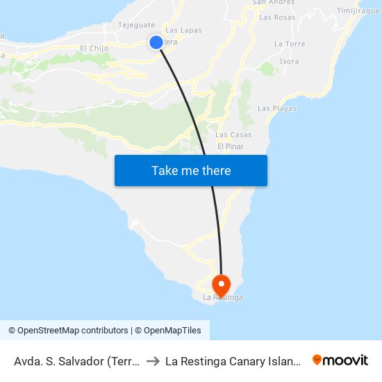 Avda. S. Salvador (Terramare) to La Restinga Canary Islands Spain map