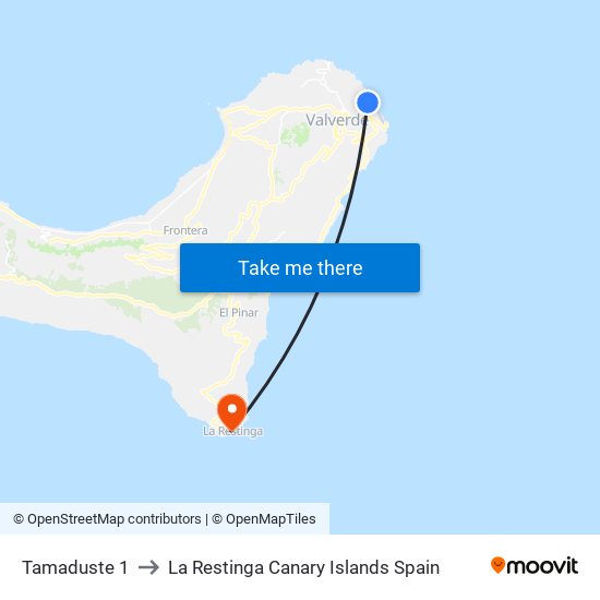 Tamaduste 1 to La Restinga Canary Islands Spain map
