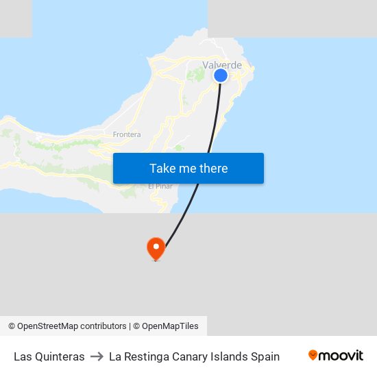 Las Quinteras to La Restinga Canary Islands Spain map