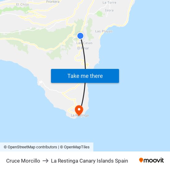Cruce Morcillo to La Restinga Canary Islands Spain map
