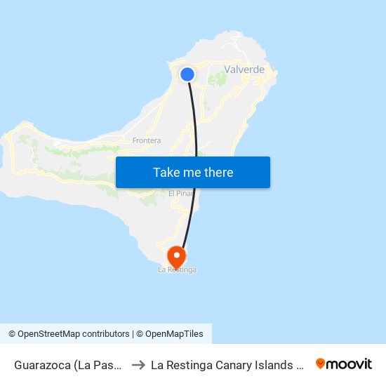 Guarazoca (La Pasada) to La Restinga Canary Islands Spain map