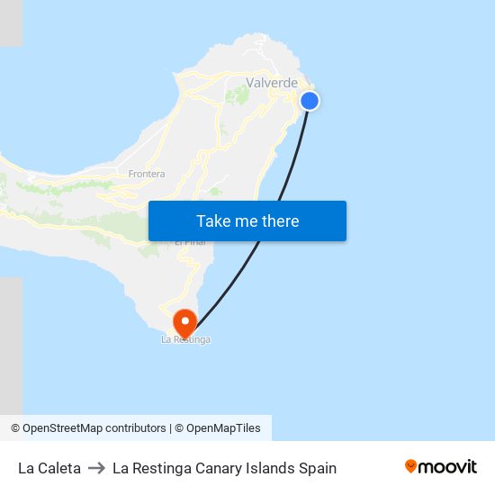 La Caleta to La Restinga Canary Islands Spain map