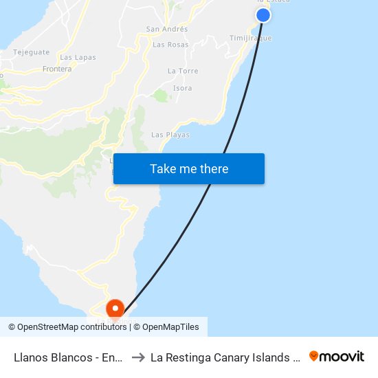 Llanos Blancos - Endesa to La Restinga Canary Islands Spain map
