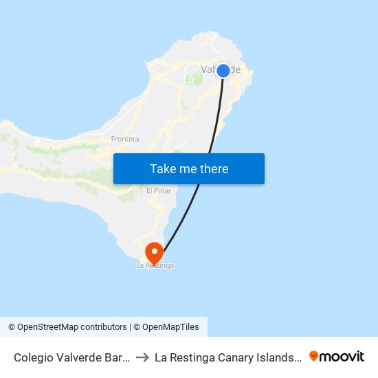 Colegio Valverde Barriada to La Restinga Canary Islands Spain map