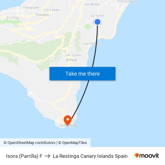 Isora (Parrilla) F to La Restinga Canary Islands Spain map