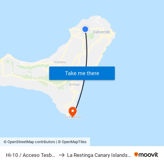 Hi-10 / Acceso Tesbabo F to La Restinga Canary Islands Spain map