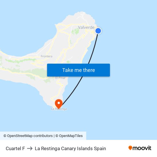 Cuartel F to La Restinga Canary Islands Spain map