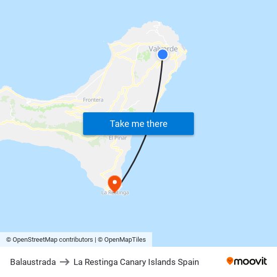 Balaustrada to La Restinga Canary Islands Spain map